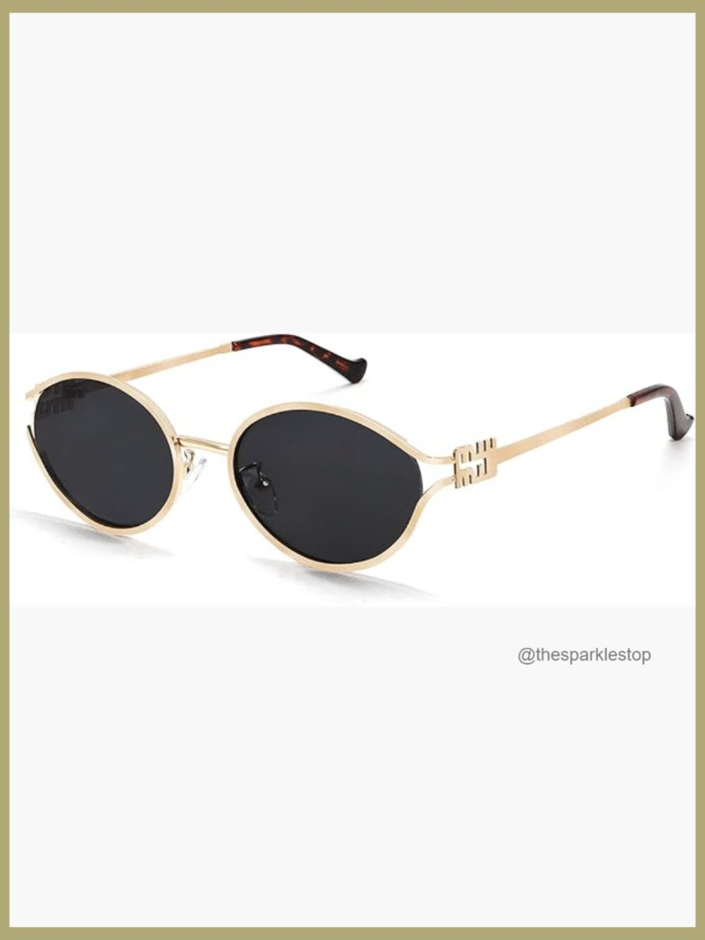 Retro Oval Sunglasses Gold Frame Metal UV400 Protection